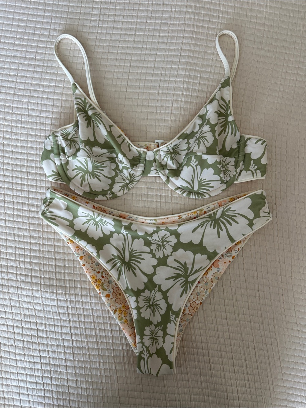 Effortless Swim Green and White Floral Two-Piece Bikini